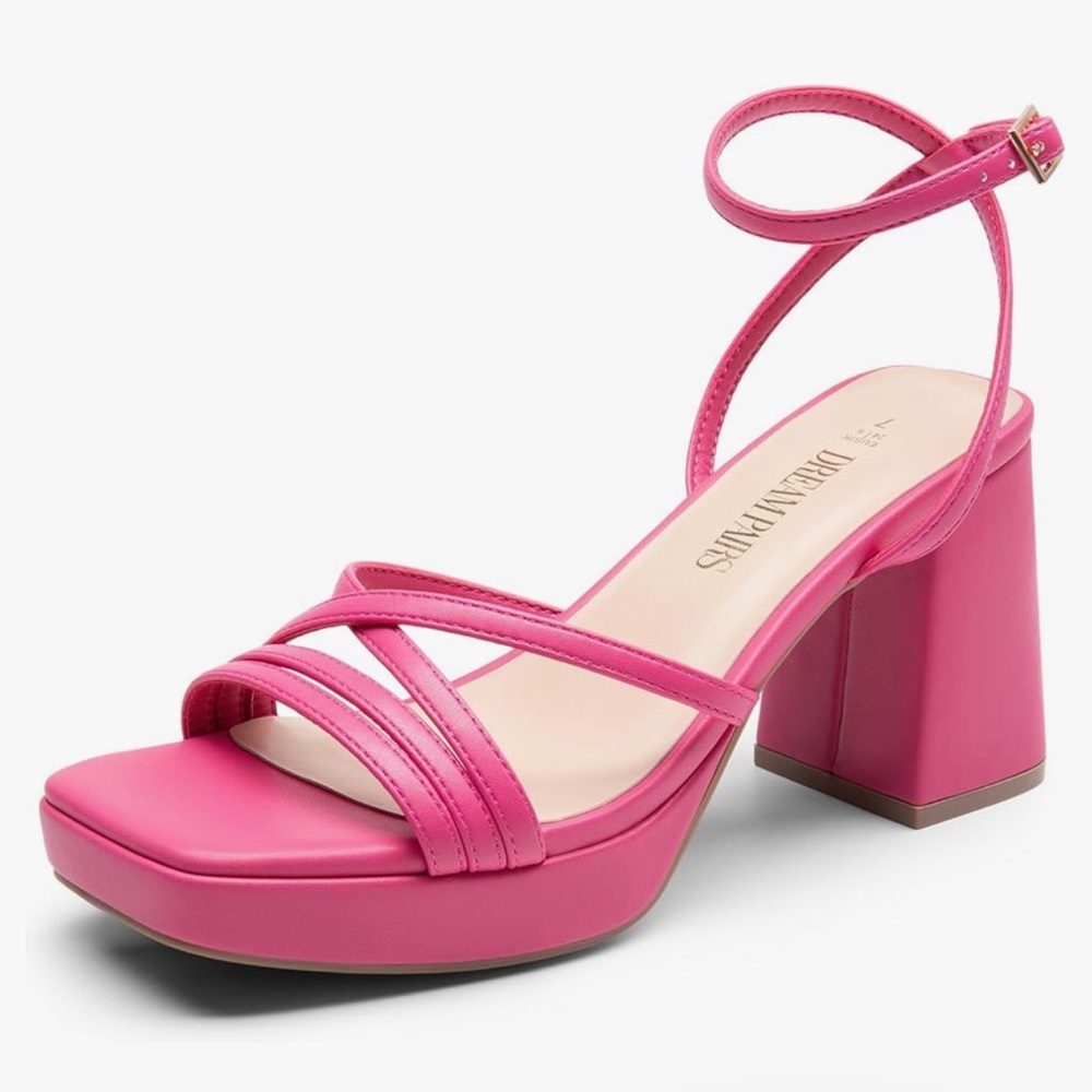 NWOT Gorgeous Hot Pink Platform Heels Comfortable Good Quality Chunk Heel